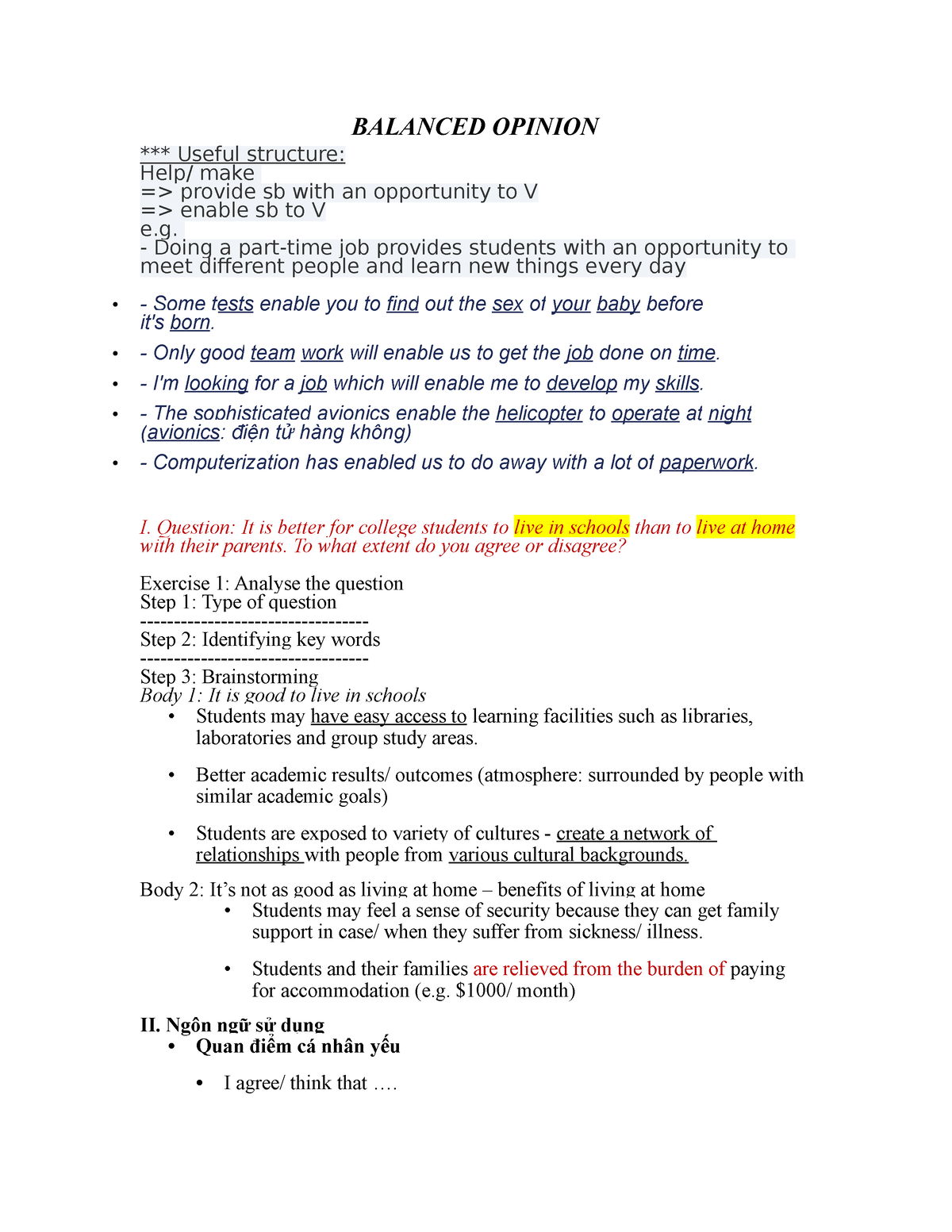 balanced opinion essay structure