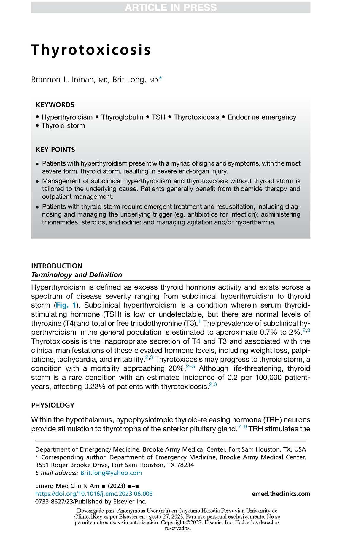 Thyrotoxicosis - ML, - T H Y Ro T O X I C O S I S Brannon L. Inman, MD ...