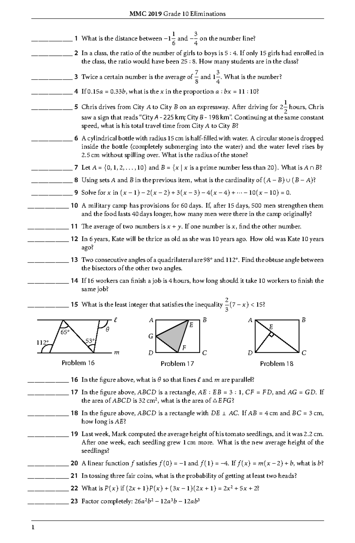 Grade 100 MMC 2019 - It highlights technique solving problems in ...