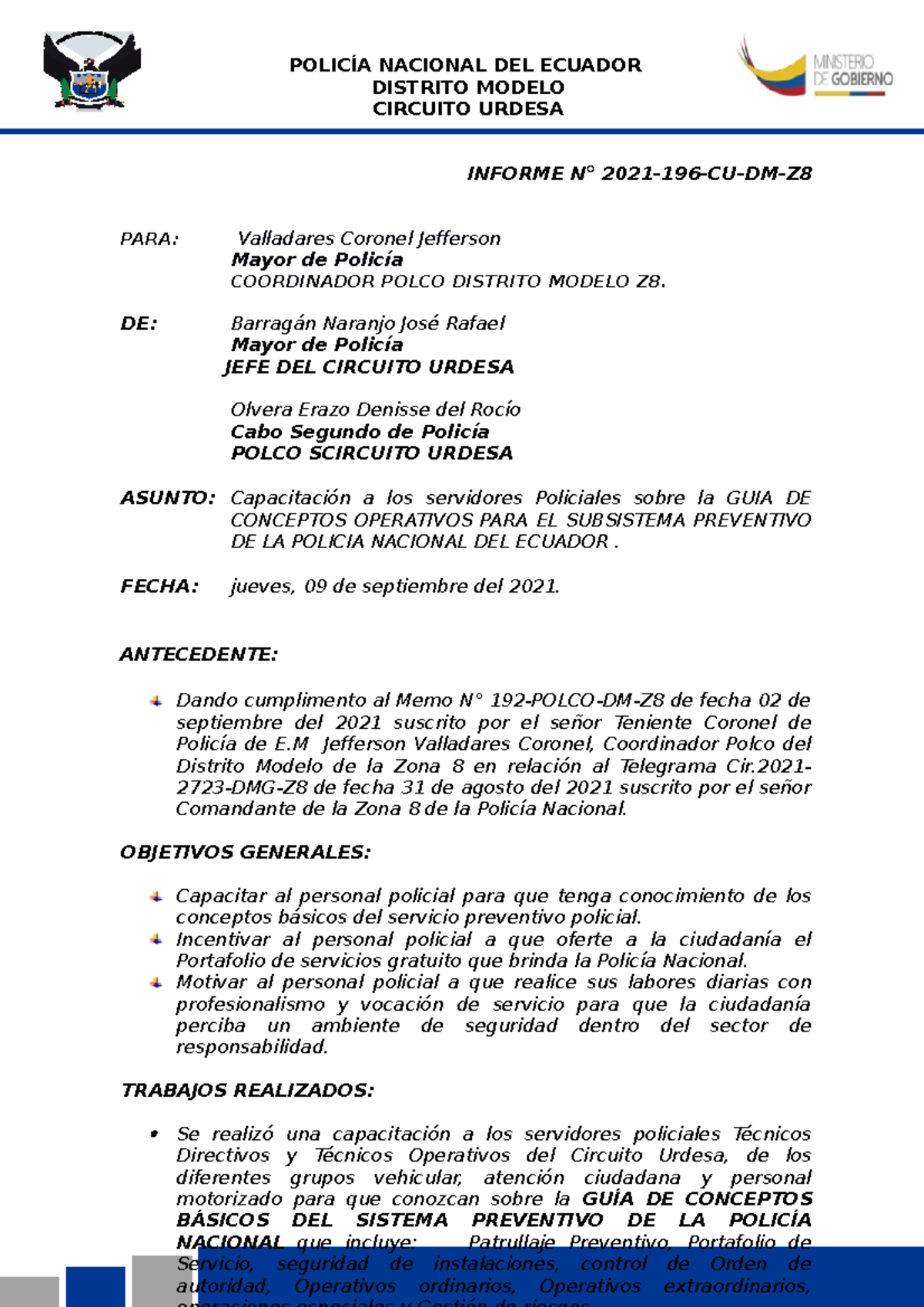 Informe DE Capacitacion AL Personal GUIA DE Conceptos Básicos ...