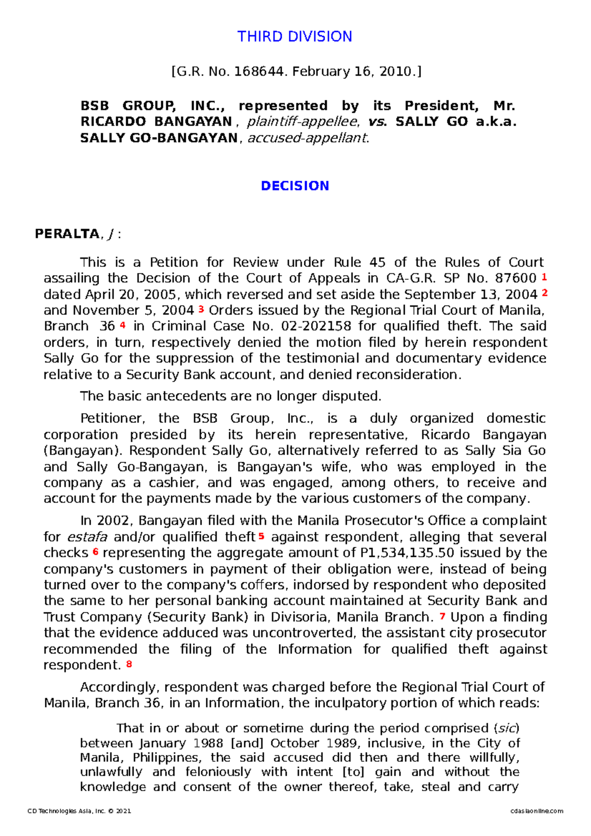 6 - BSB Group Inc - evid - THIRD DIVISION [G. No. 168644. February 16 ...