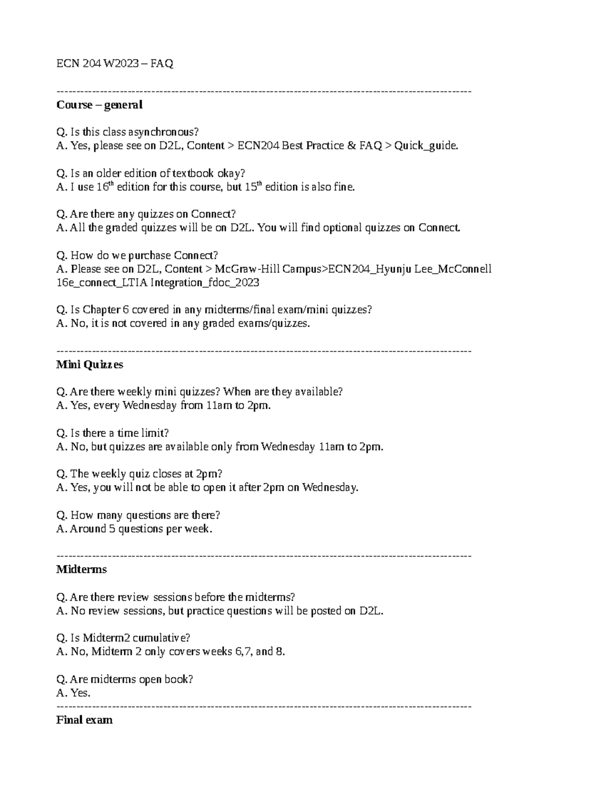 ECN204 FAQ - Lecture Notes - ECN 204 W2023 – FAQ - Course – general Q ...