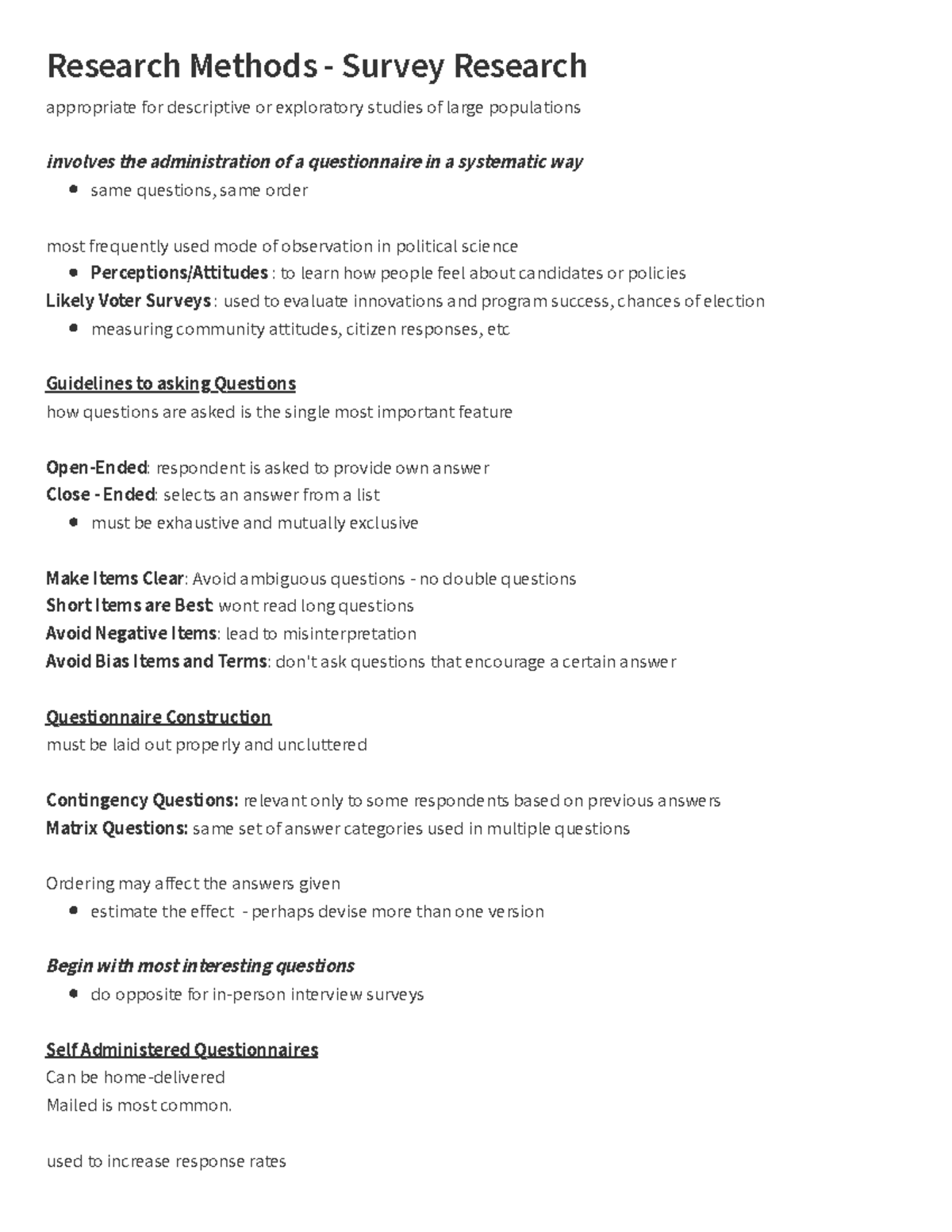 RM - Survey Research - Research Methods - Survey Research appropriate ...