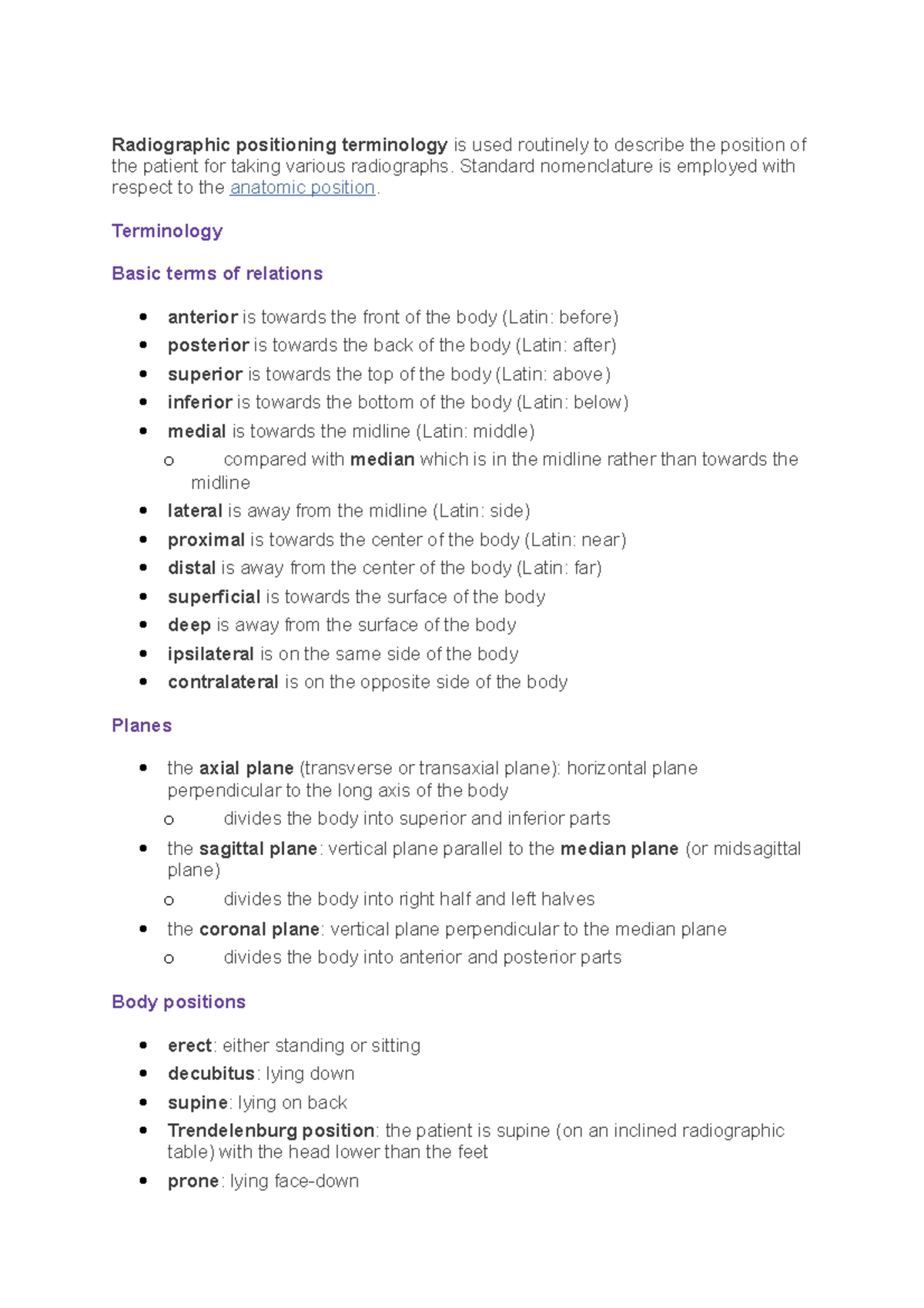 Radiographic positioning terminology - Standard nomenclature is ...