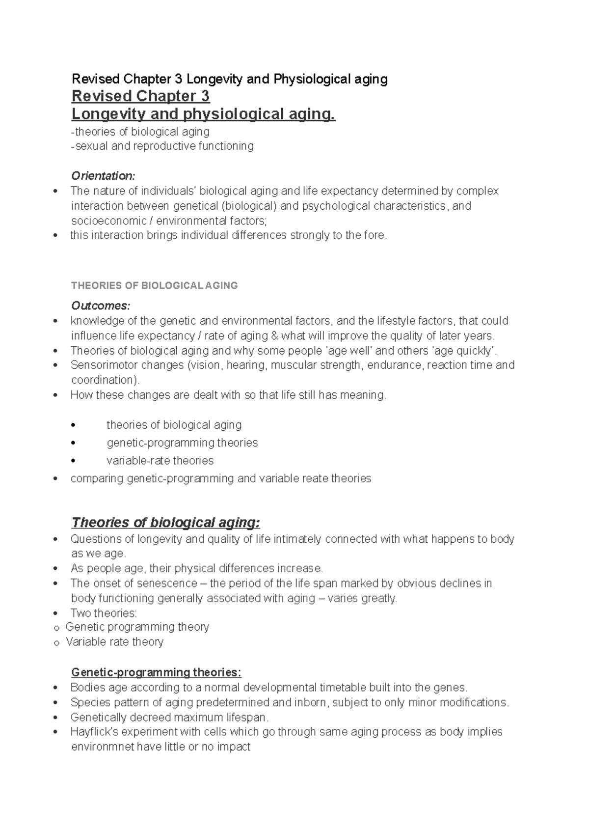 PYC2603 Revised Chapter 3 Longevity and Physiological aging - of ...