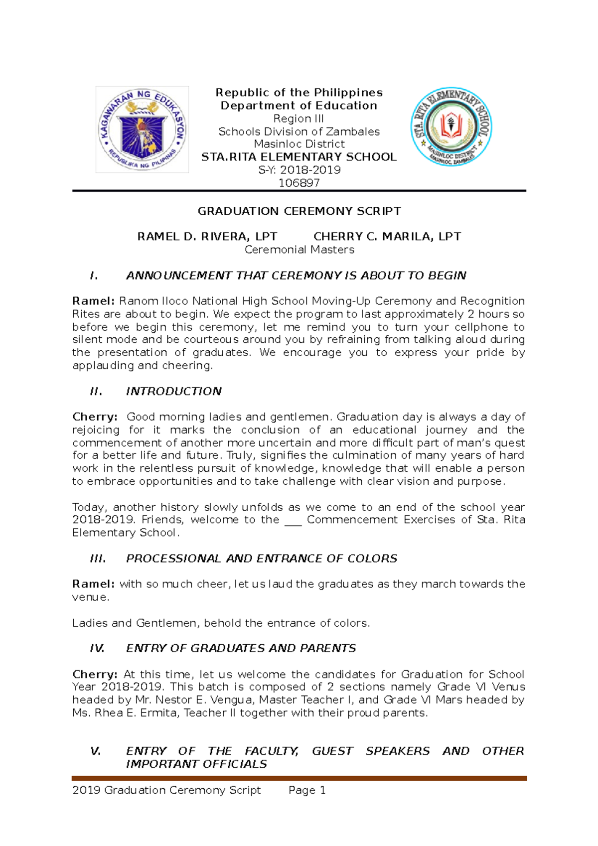 Official Master OF Ceremony Script - Republic of the Philippines ...
