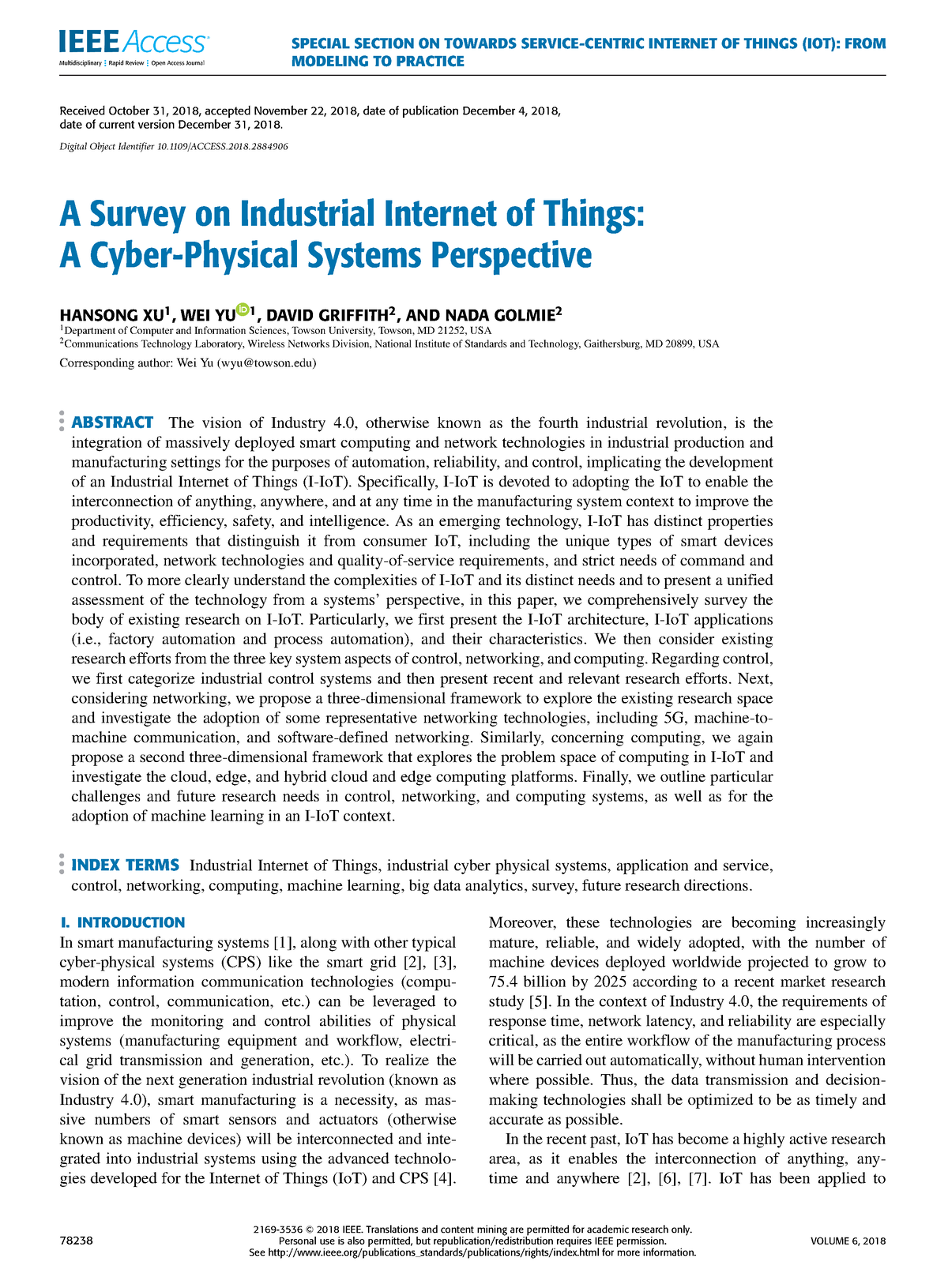 A Survey On Industrial Internet Of Things A Cyber-Physical Systems ...