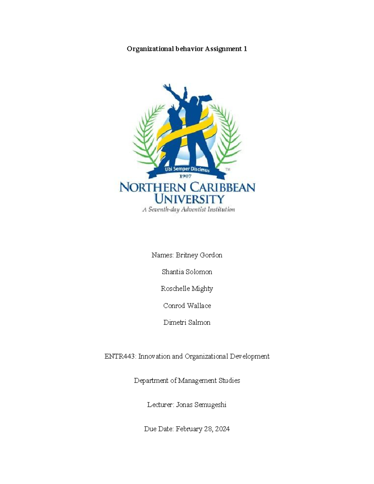 Innovation and Organizational development Assignment 1 - Organizational ...