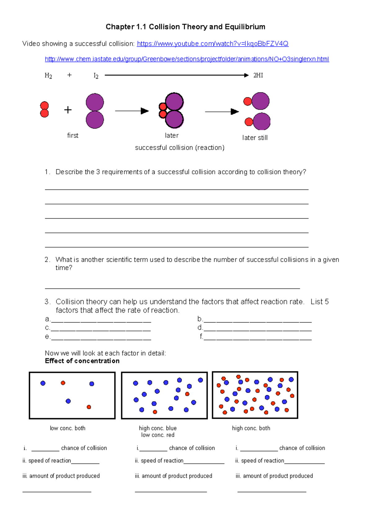 Rates of Reaction - Chem - Chapter 1 Collision Theory and Equilibrium ...