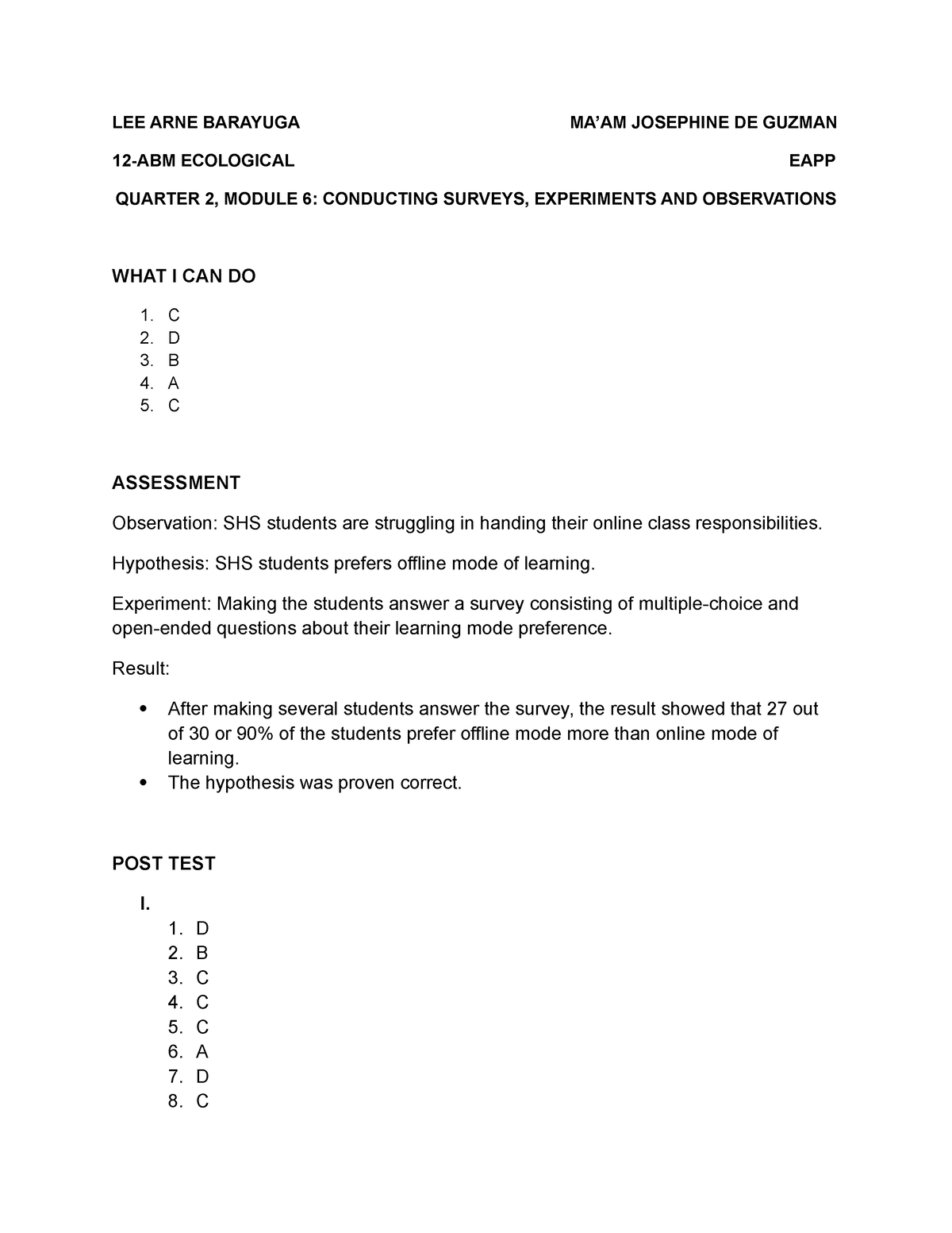 conducts surveys experiments or observations module