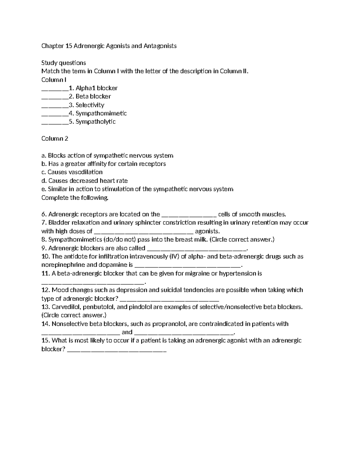 Chapter Review - Tagged - Chapter 15 Adrenergic Agonists And ...