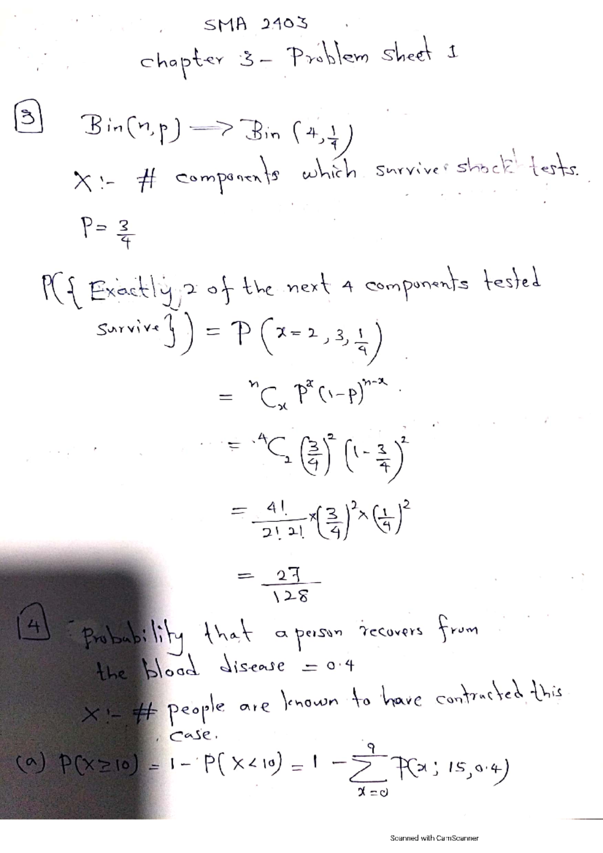 EMA 203 Chapter 3 problem sheet 1 selected answers - SMA 2403 chapter ...