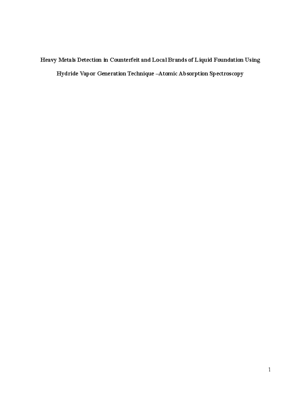 RES104A Manuscript Format ( Quantitative) - Heavy Metals Detection in ...