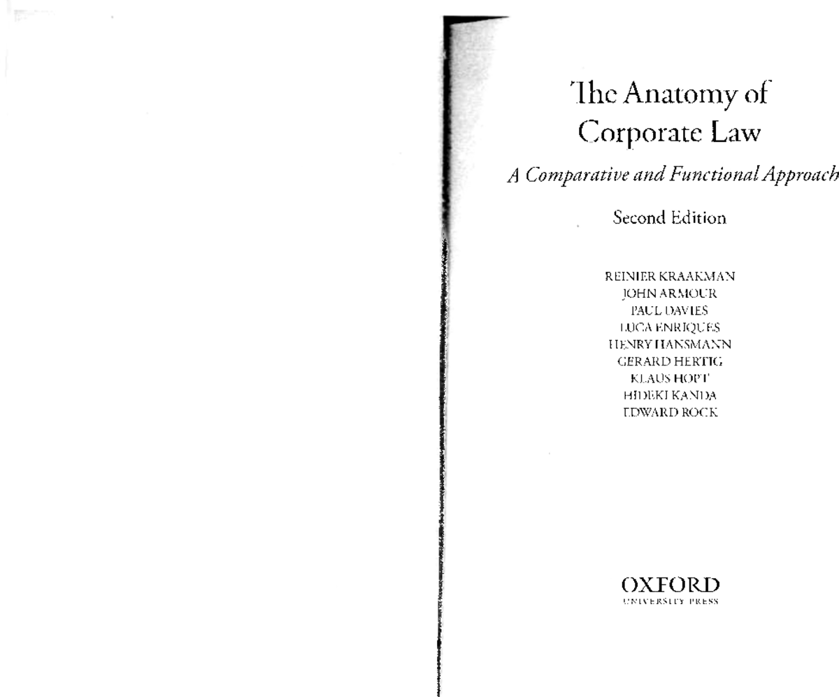 Kraakman Reinier THE Anatomy OF Corporate LAW - Law Methodology and