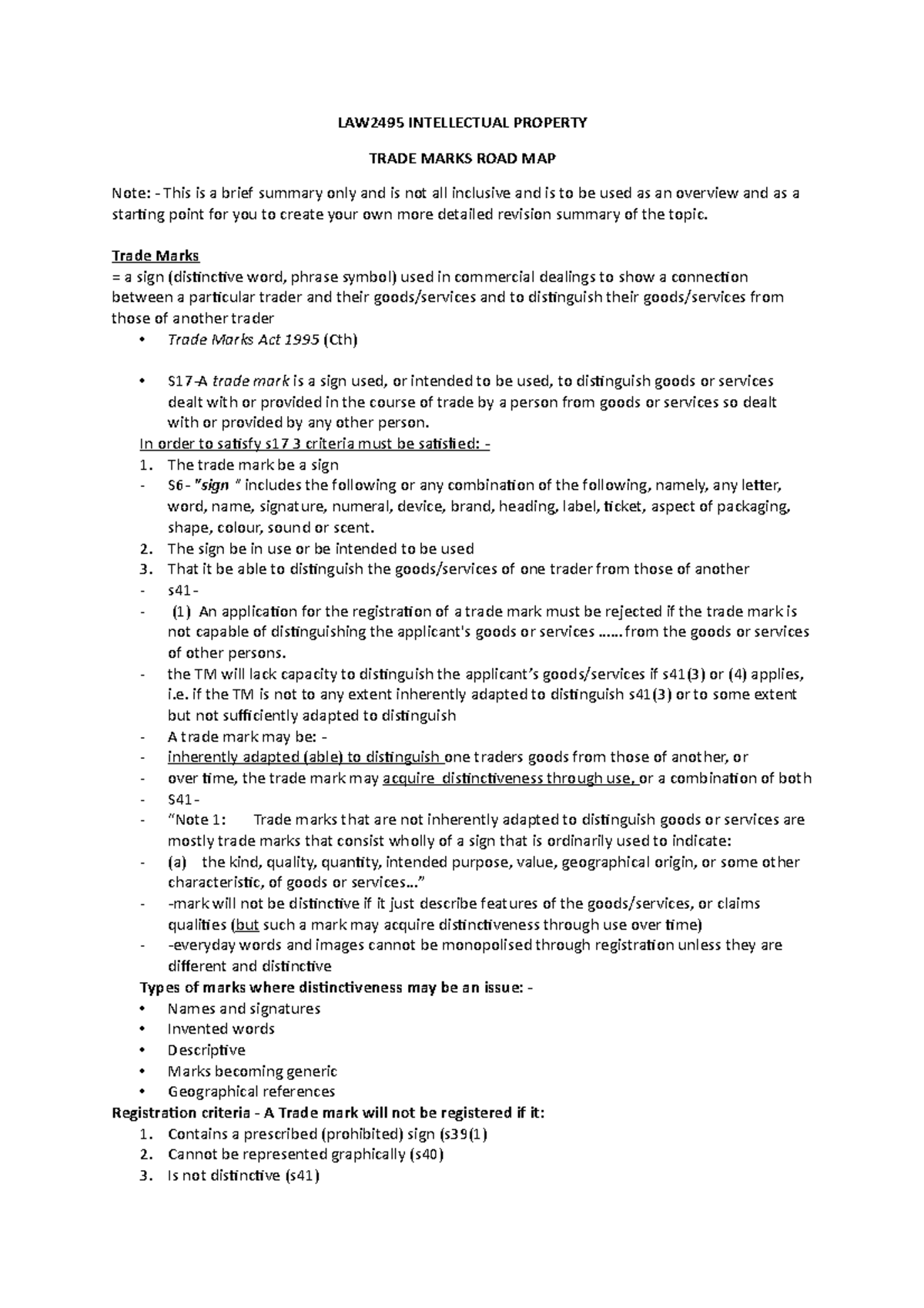 LAW2495 IP Trade Marks Road Map LAW2495 INTELLECTUAL PROPERTY TRADE   Thumb 1200 1698 