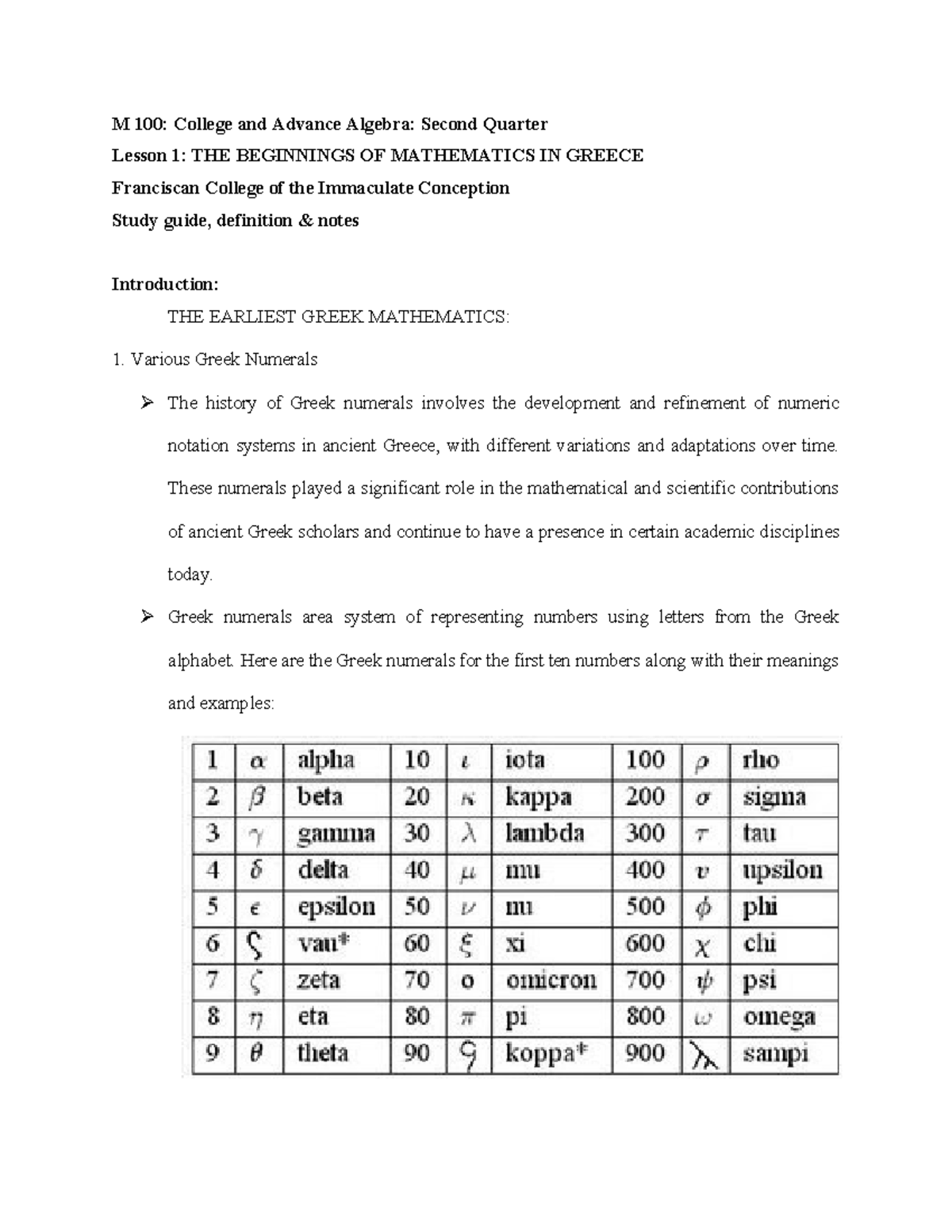 M 100 College and Advance Algebra Second Quarter - M 100: College and ...