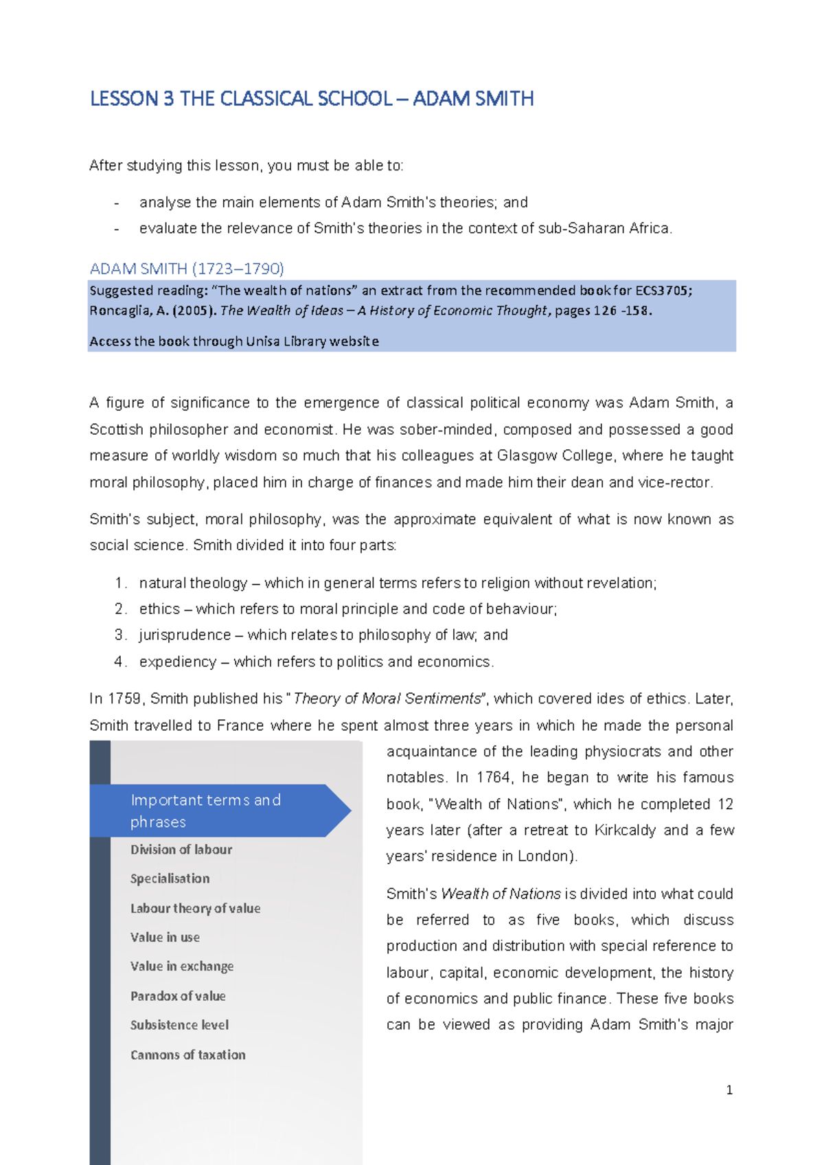 Smith ECS3705 Notes for Lessons Lesson 3 - LESSON 3 THE CLASSICAL ...