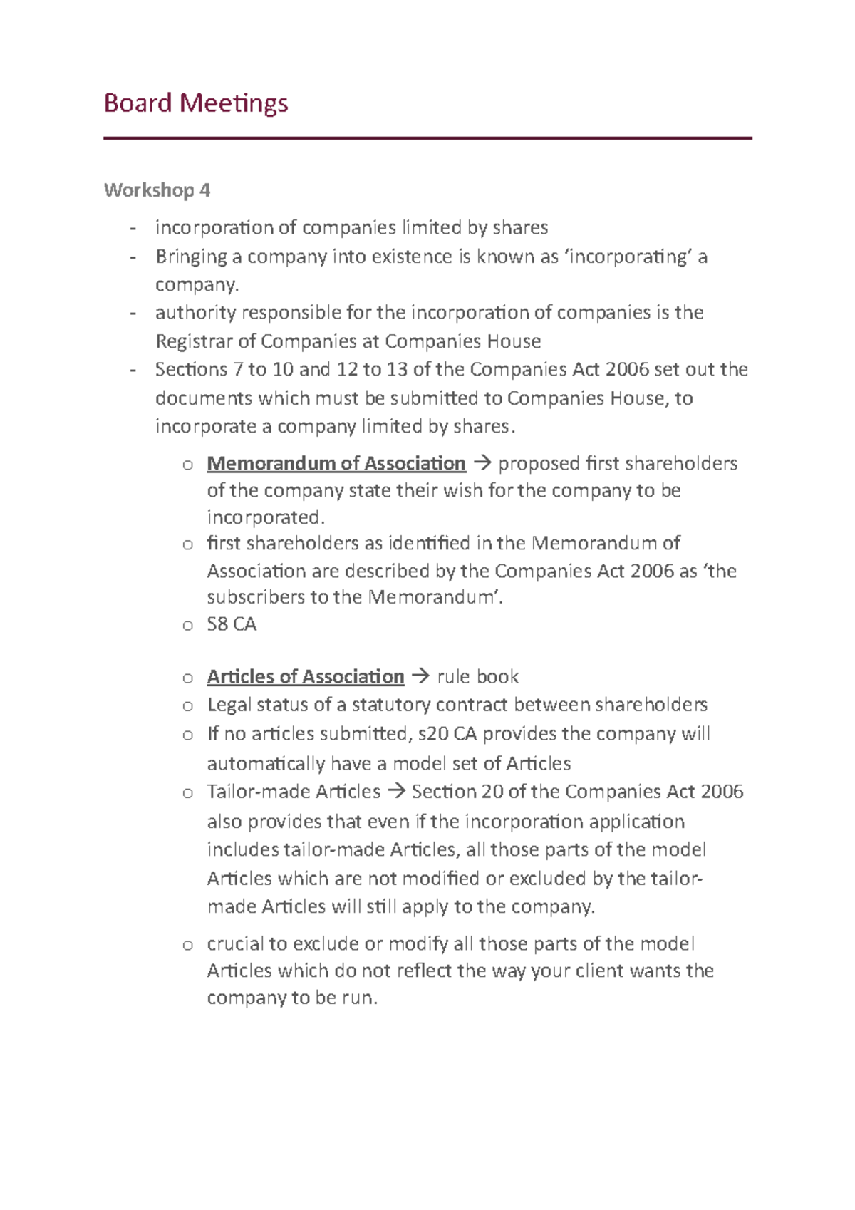 CH 4 Board Meetings - Brief Summary - Practical Business Law - Board ...