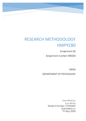 HMPYC80 Assignment 7 Research Proposal - The correlational study of the ...