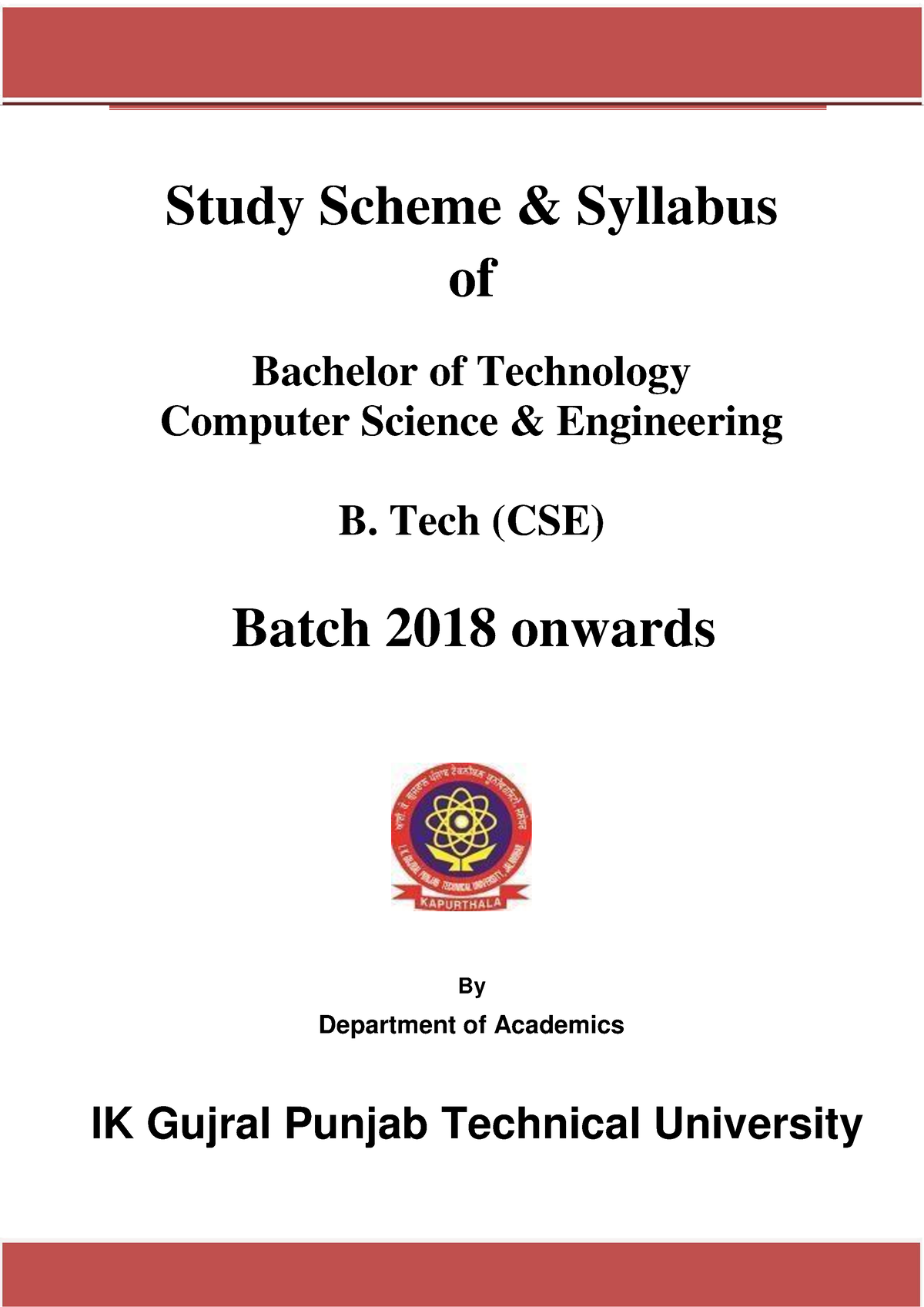 BTech Computer Science Engineering Syllabus - Study Scheme & Syllabus ...