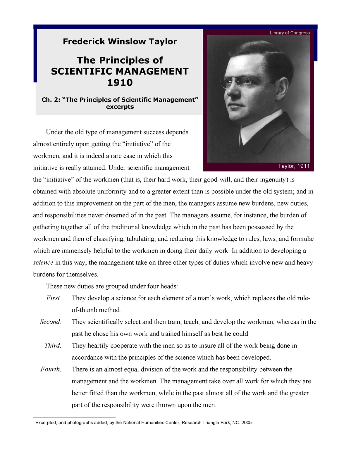 Scientific Management Theory Frederick Taylor - Under The Old Type Of ...