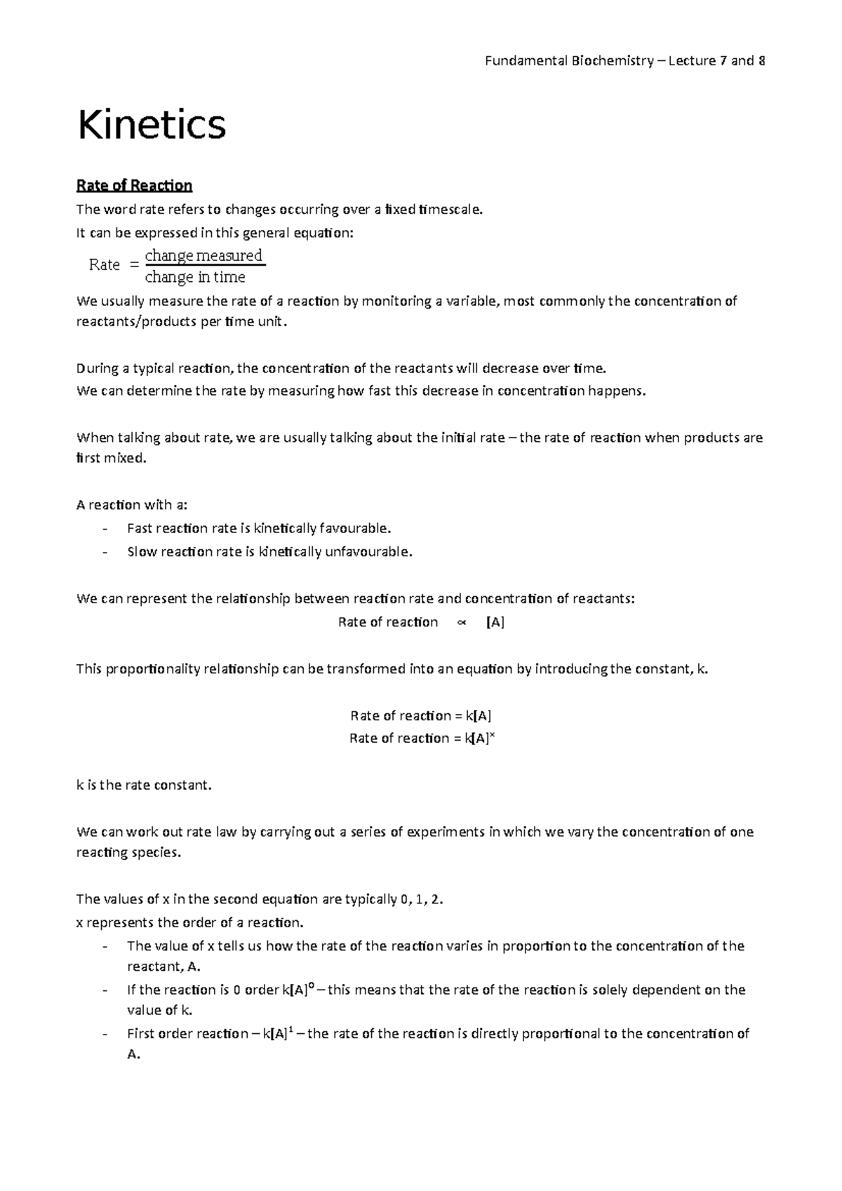 Lecture 7&8 Fundamental Biochemistry Lecture 7 and 8
