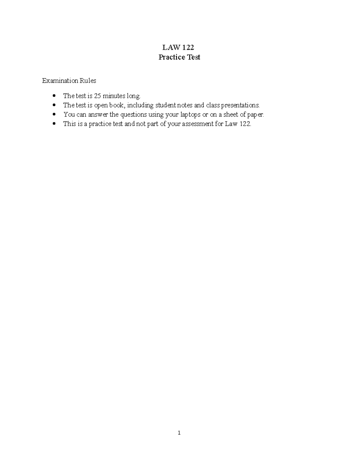 Business Law 122 Practice Test Fall 2022 Marked - LAW 122 Practice Test ...