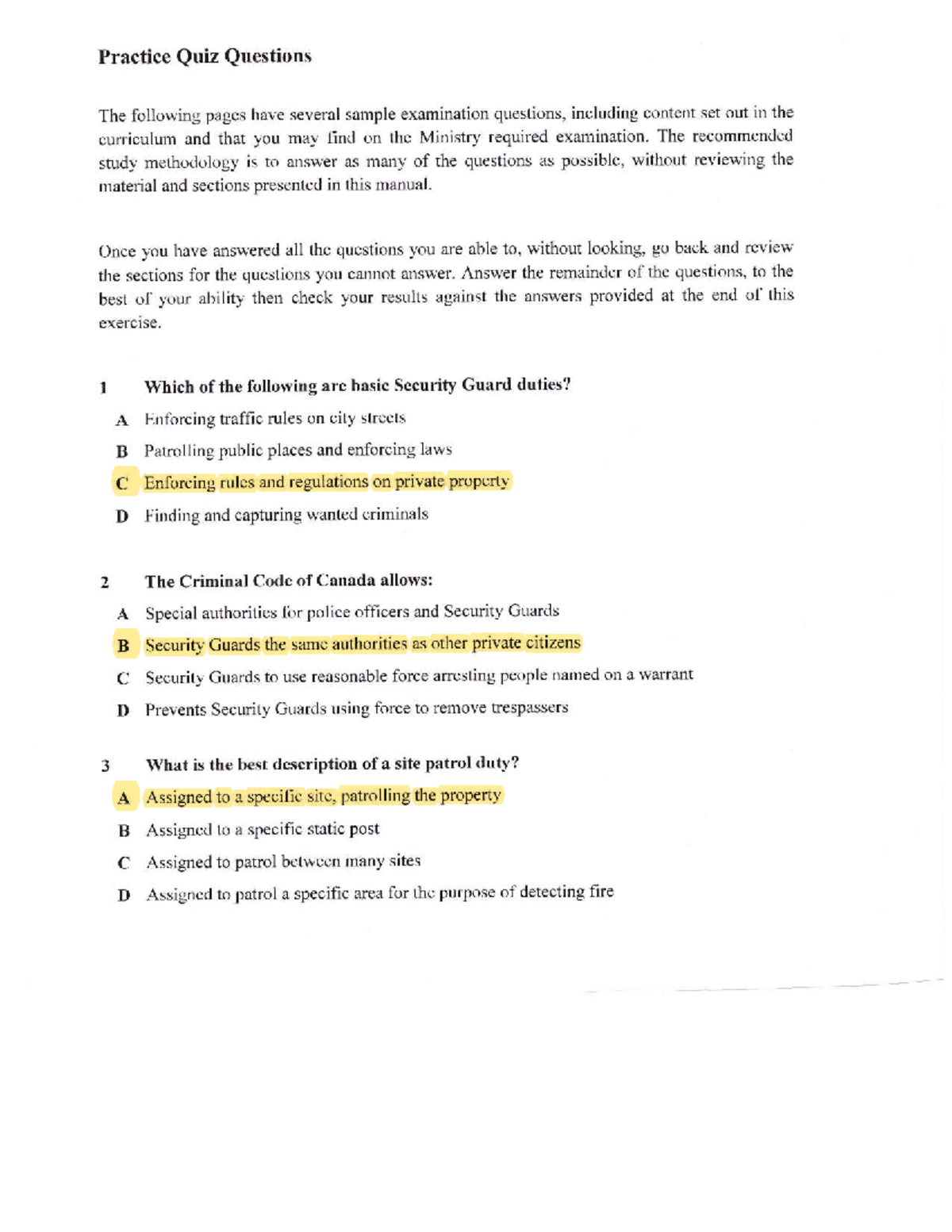 Practice Quiz and Lecture - Practice Quiz Questions The following pages ...