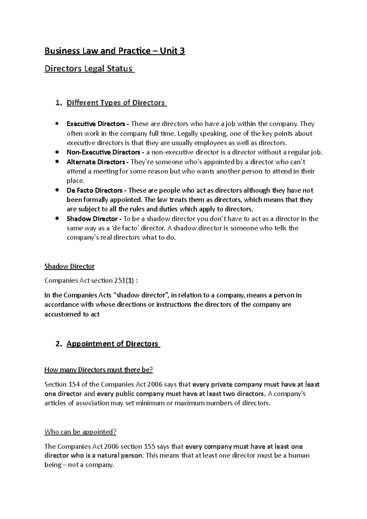 Unit 3 Legal Status of Director Business Law and Practice Unit 3