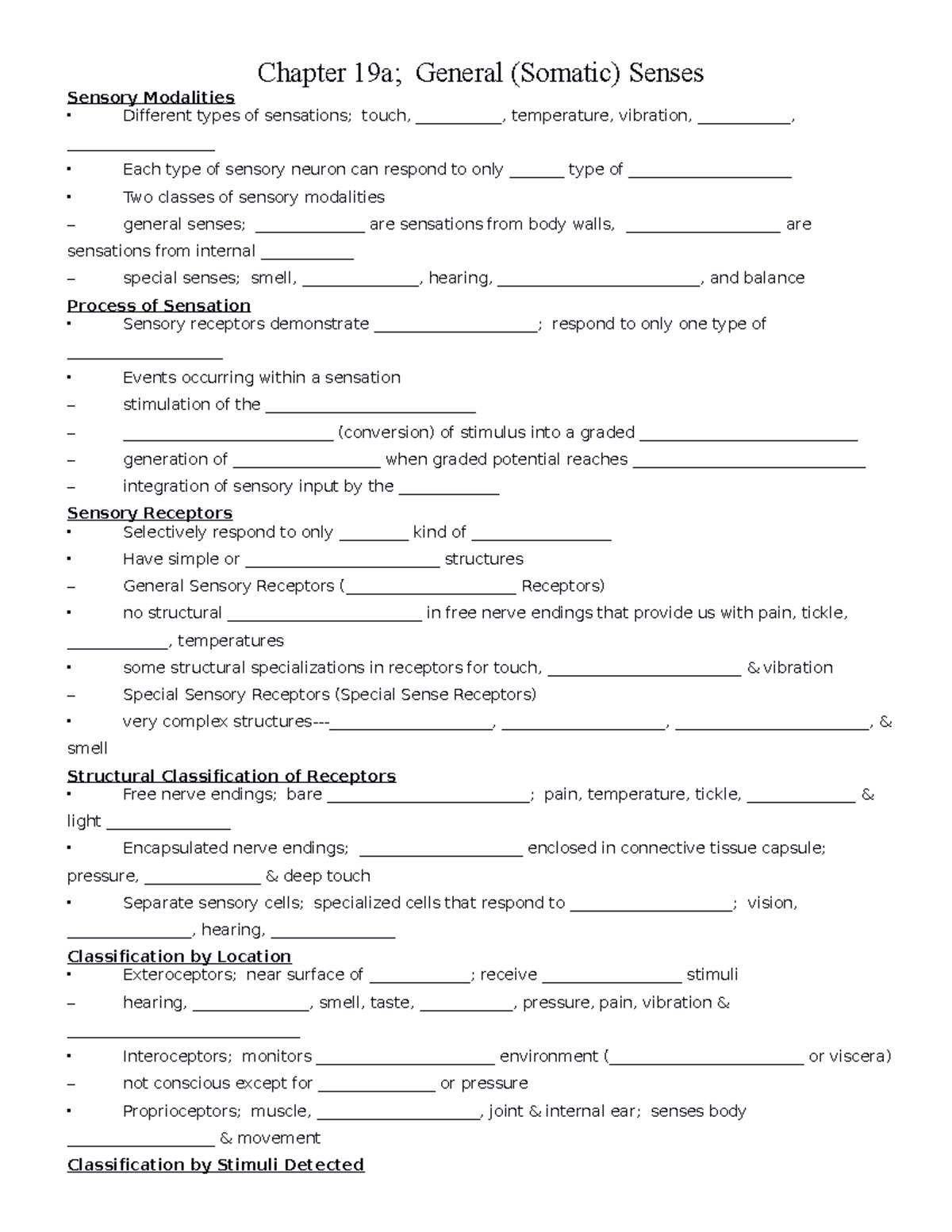 Chapter 19a Specsense Somatic Sensory - Chapter 19a; General (somatic 