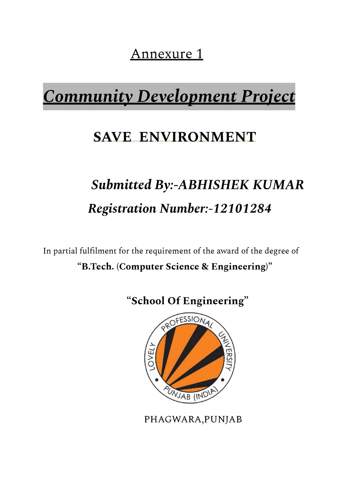 Abhishek - A Cdp Report On Working With NGO - Annexure 1 Community ...