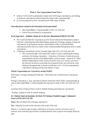 Week 4 Corporations Power Week 4 The Corporations Power Part 1 Section 51 20 Allows Studocu