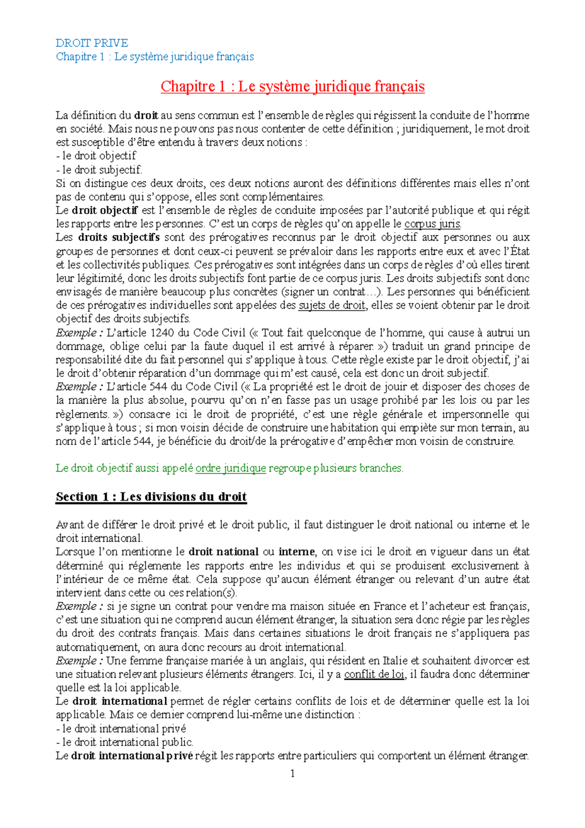 Introduction générale au droit - Chapitre 1 : Le système juridique ...