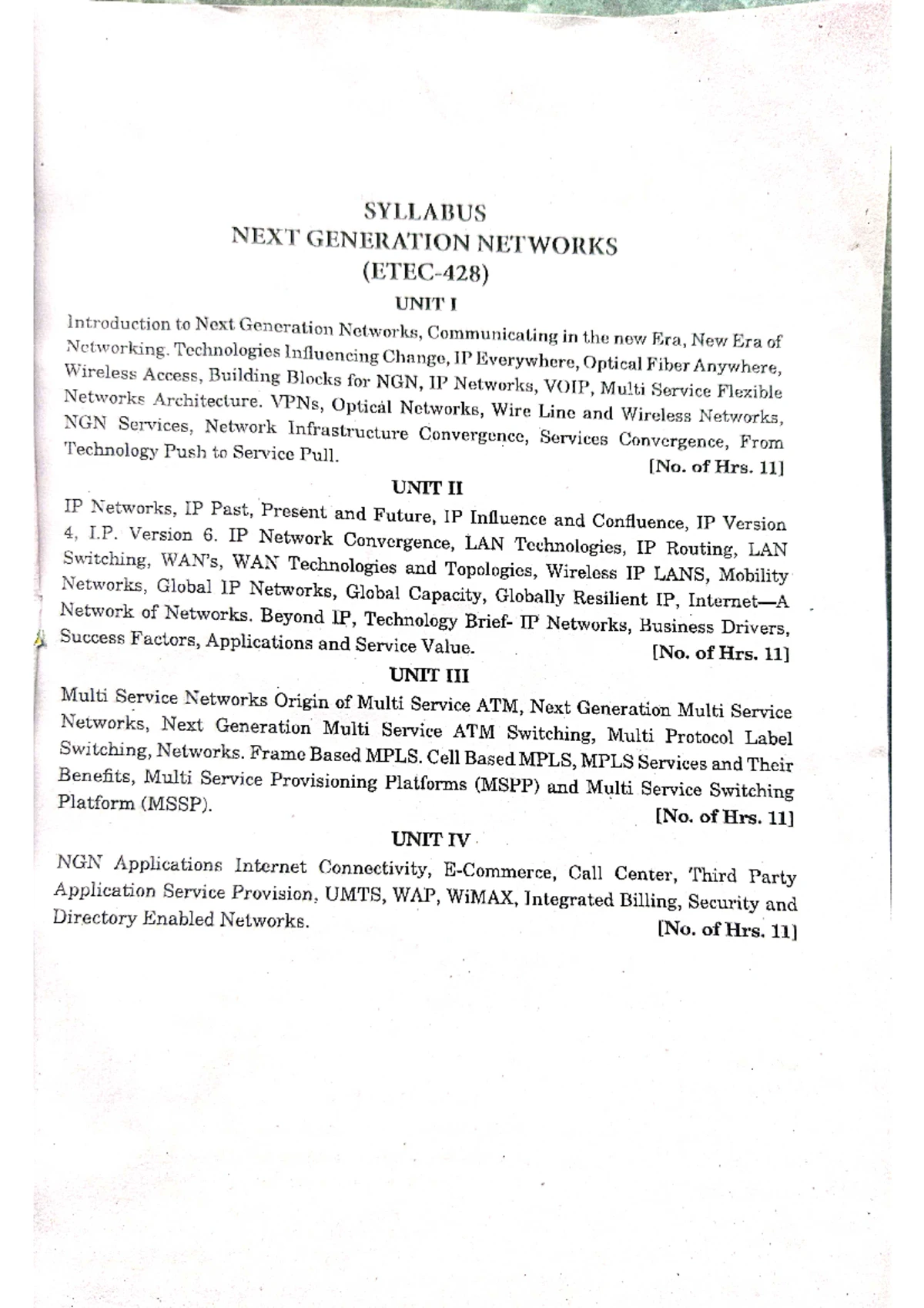 Unit2ngn - ................ - NEXT GENERATION NETWORKS UNIT 2 IP ...