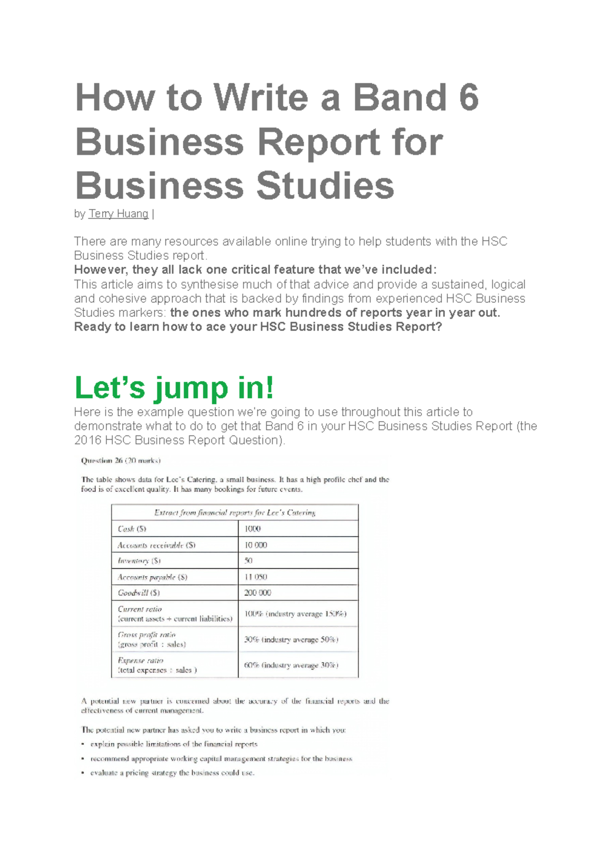 How to Write a Band 6 Business Report for Business Studies How to