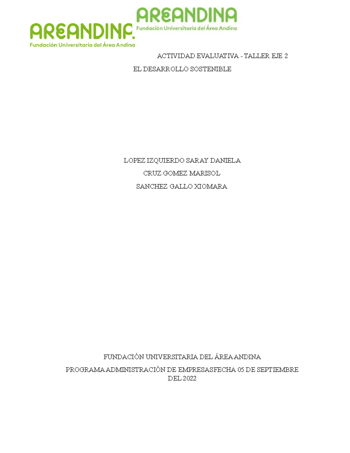 Gerencia Sostenible Eje 1 Actividad Evaluativa Taller Eje 2 El