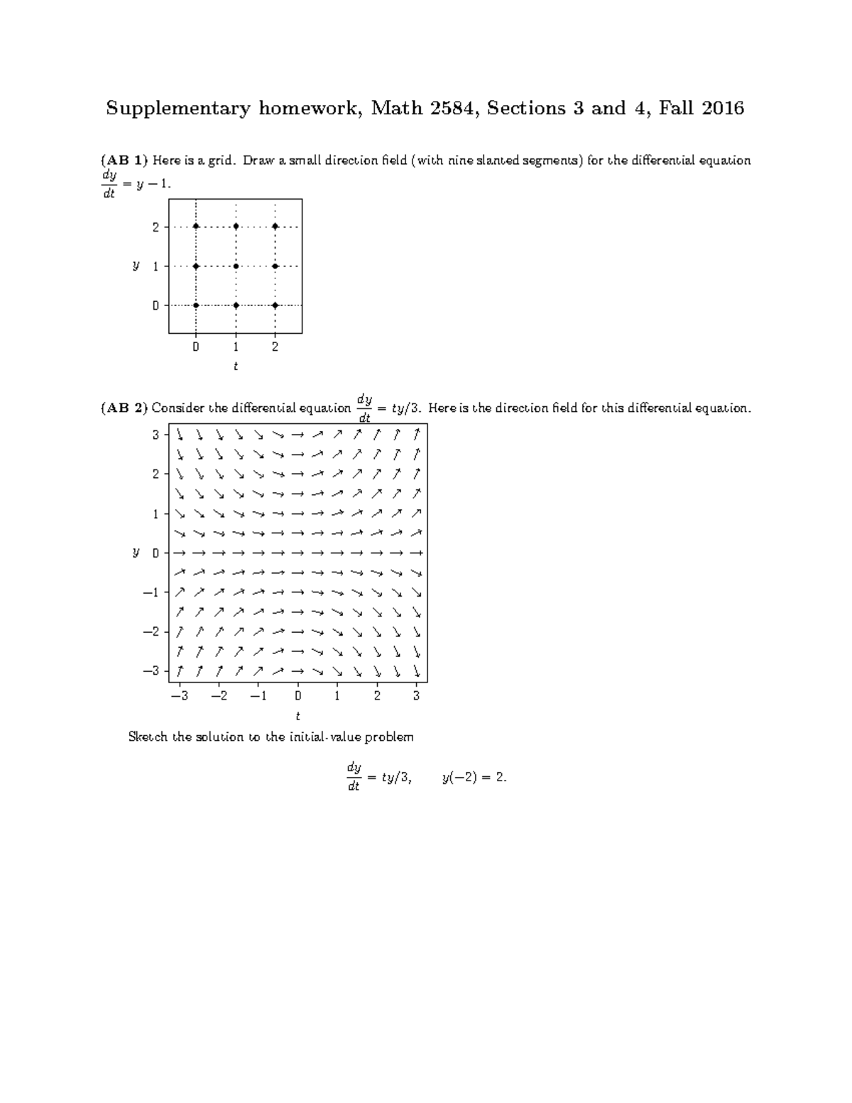 Math2584Supplementary Homework - Supplementary homework, Math 2584 ...