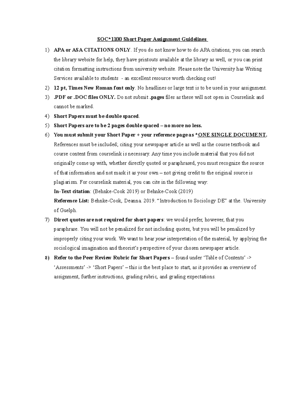 SOC1100 Short Paper Formatting Guidelines (2) (3) - SOC*1100 Short ...