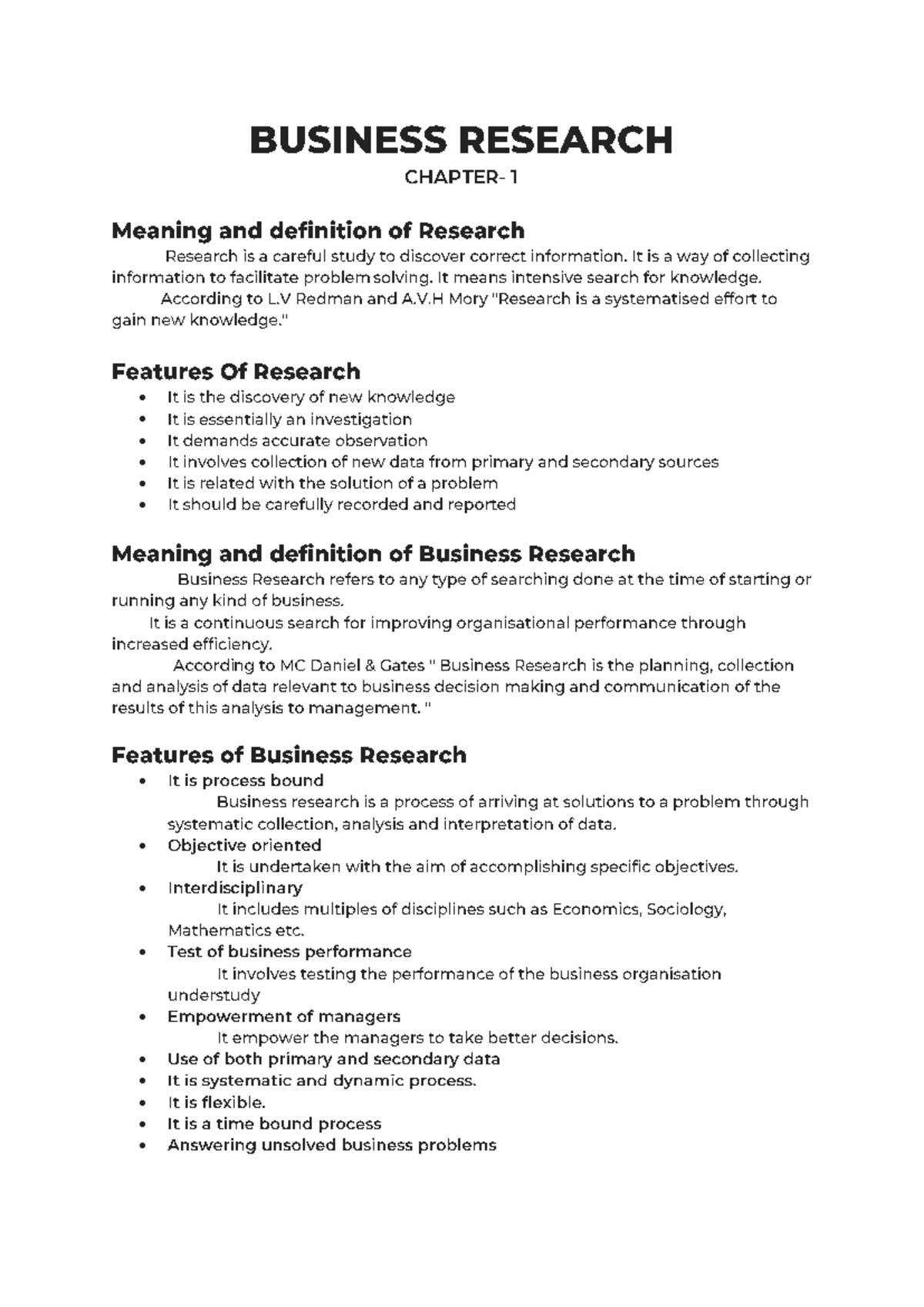BRM Detailed Notes - All in one - BUSINESS RESEARCH 1 Meaning and ...
