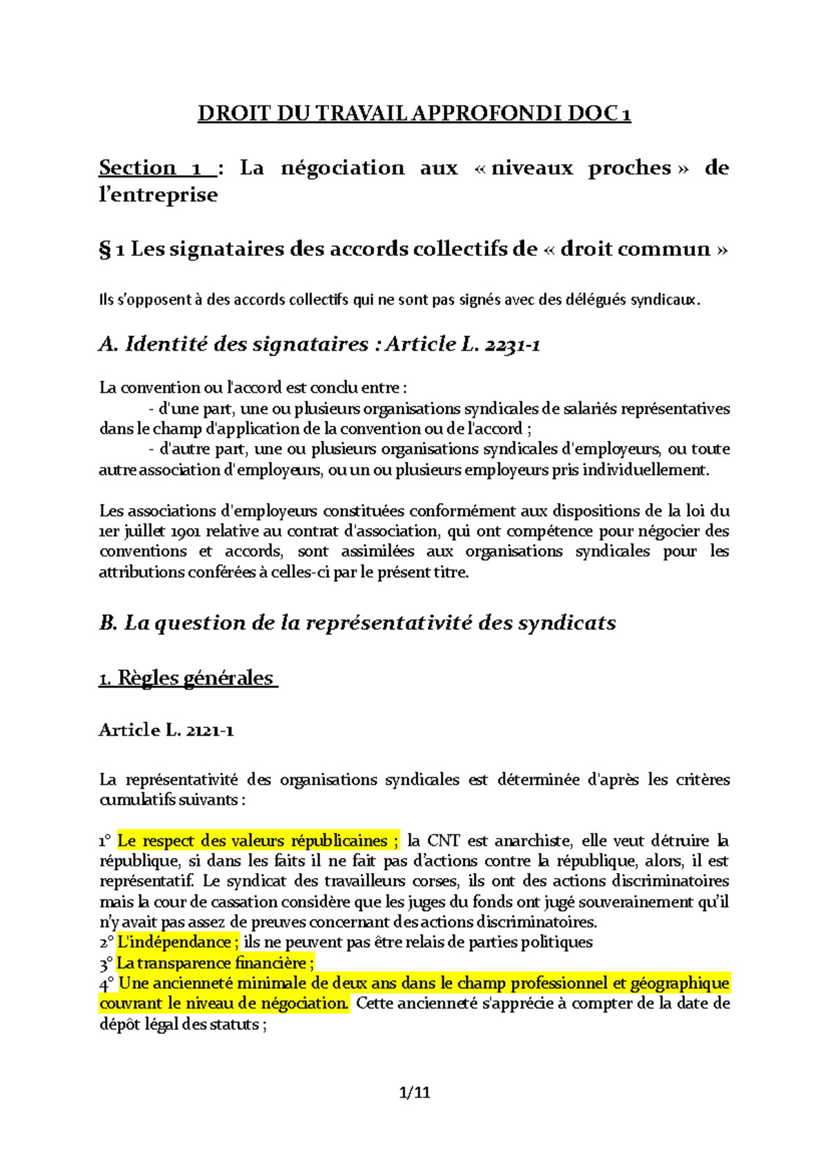 DTA 2017-1 - Fiche De Révision - DROIT DU TRAVAIL APPROFONDI DOC 1 ...