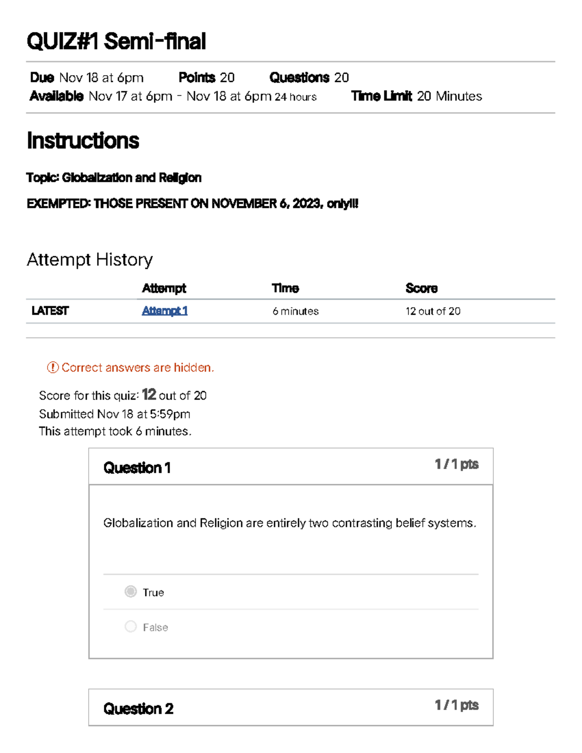 QUIZ#1 Semi-final 68134-THE Contemporary World - QUIZ#1 Semi-final Due ...