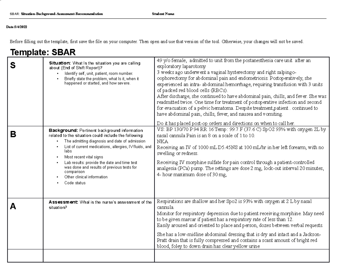 SBAR Explained For Health Care Providers, 41% OFF