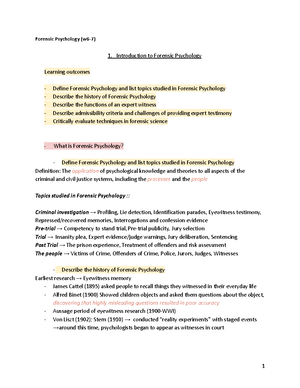 Introduction to Forensic Psychology - Gene role as a jury consultant in ...