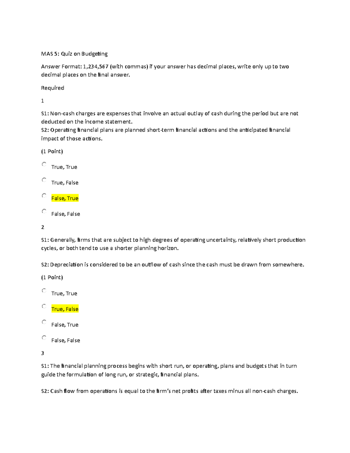 Mas 5 quiz 1 MAS 5 quiz on operating leverage MAS 5 Quiz on
