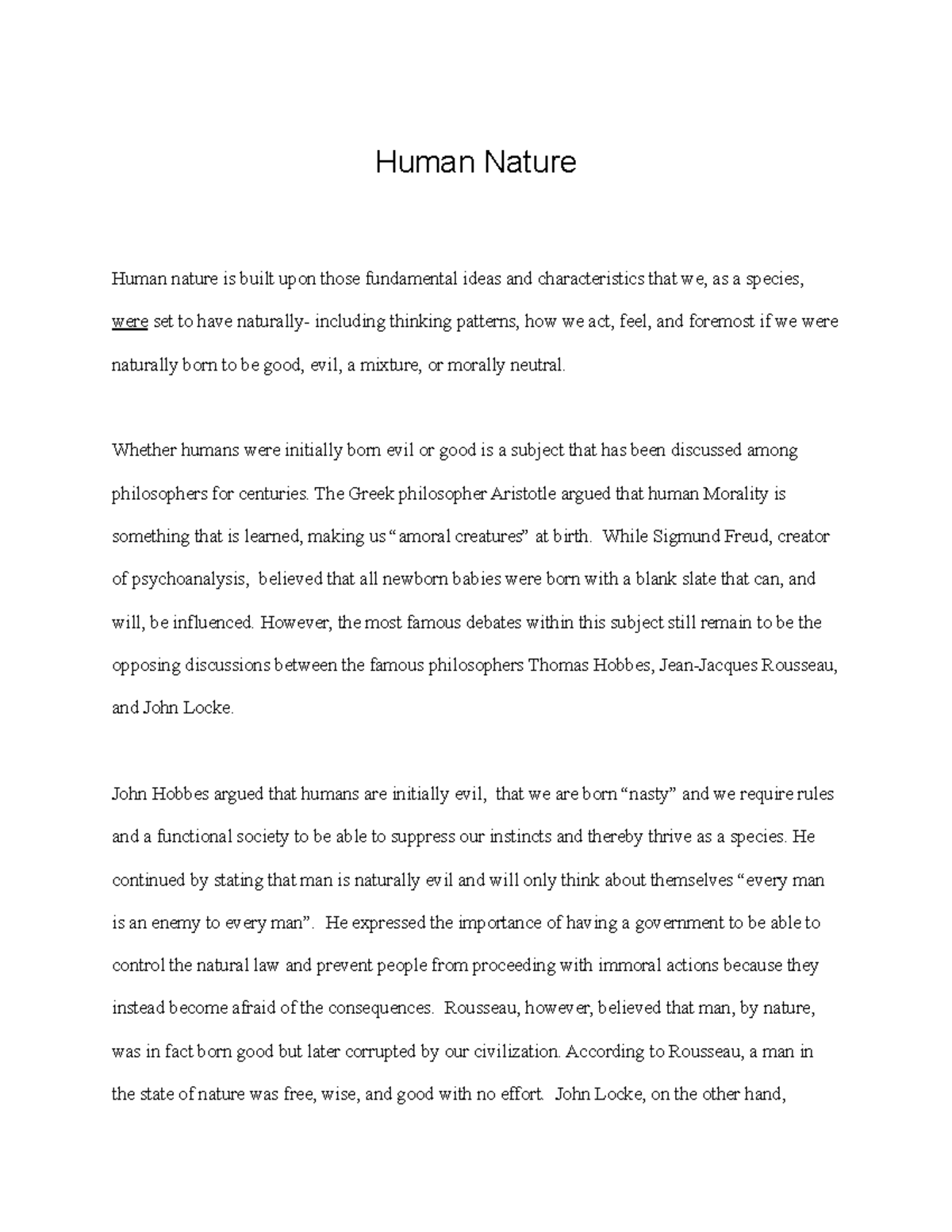 essay topics about humans and nature