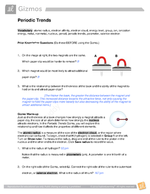 Gizmo periodic trends - Lecture notes bio tech college gizmo - 2018 Periodic  Trends Answer Key - Studocu
