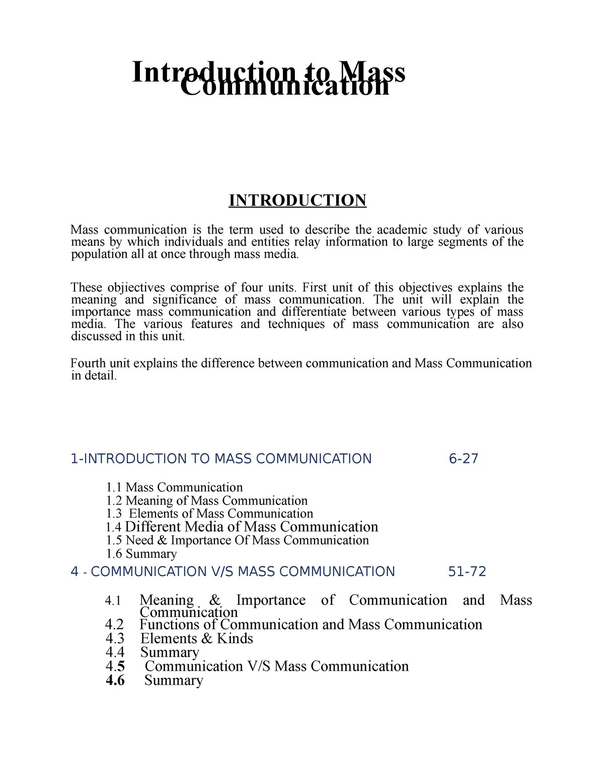 introduction to mass communication assignment