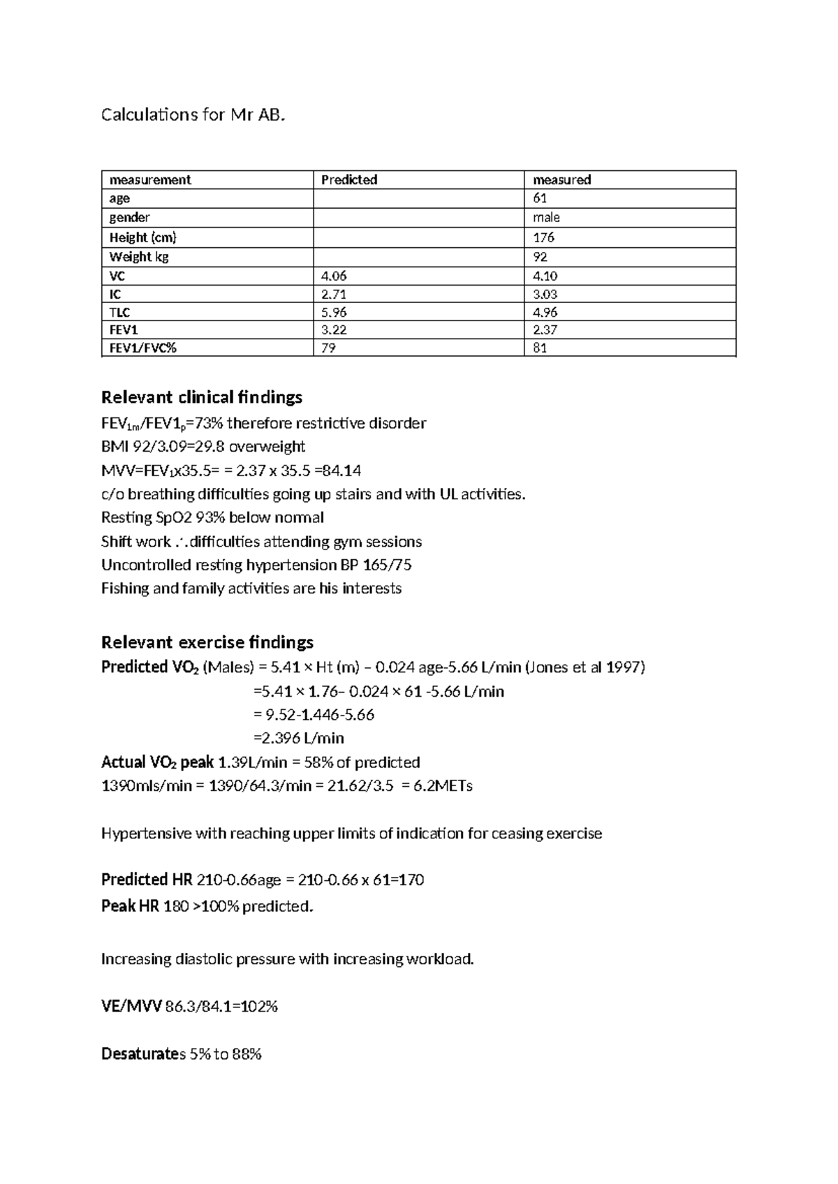 Practice Case study Calculations for Mr AB - Calculations for Mr AB ...