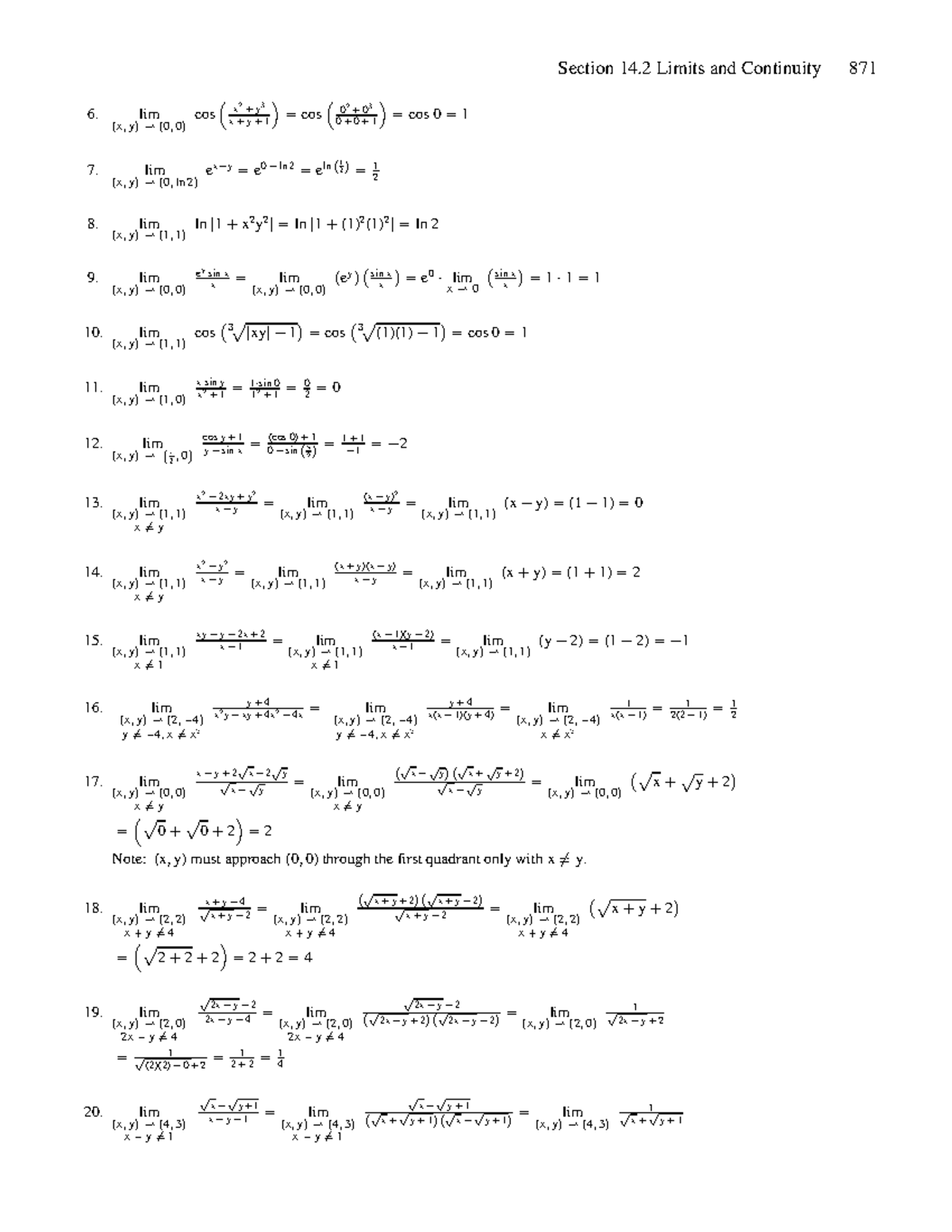 Ism T11 C14 B Calculo Calculo Ii Section 14 Limits And Continuity 871 Lim Studocu