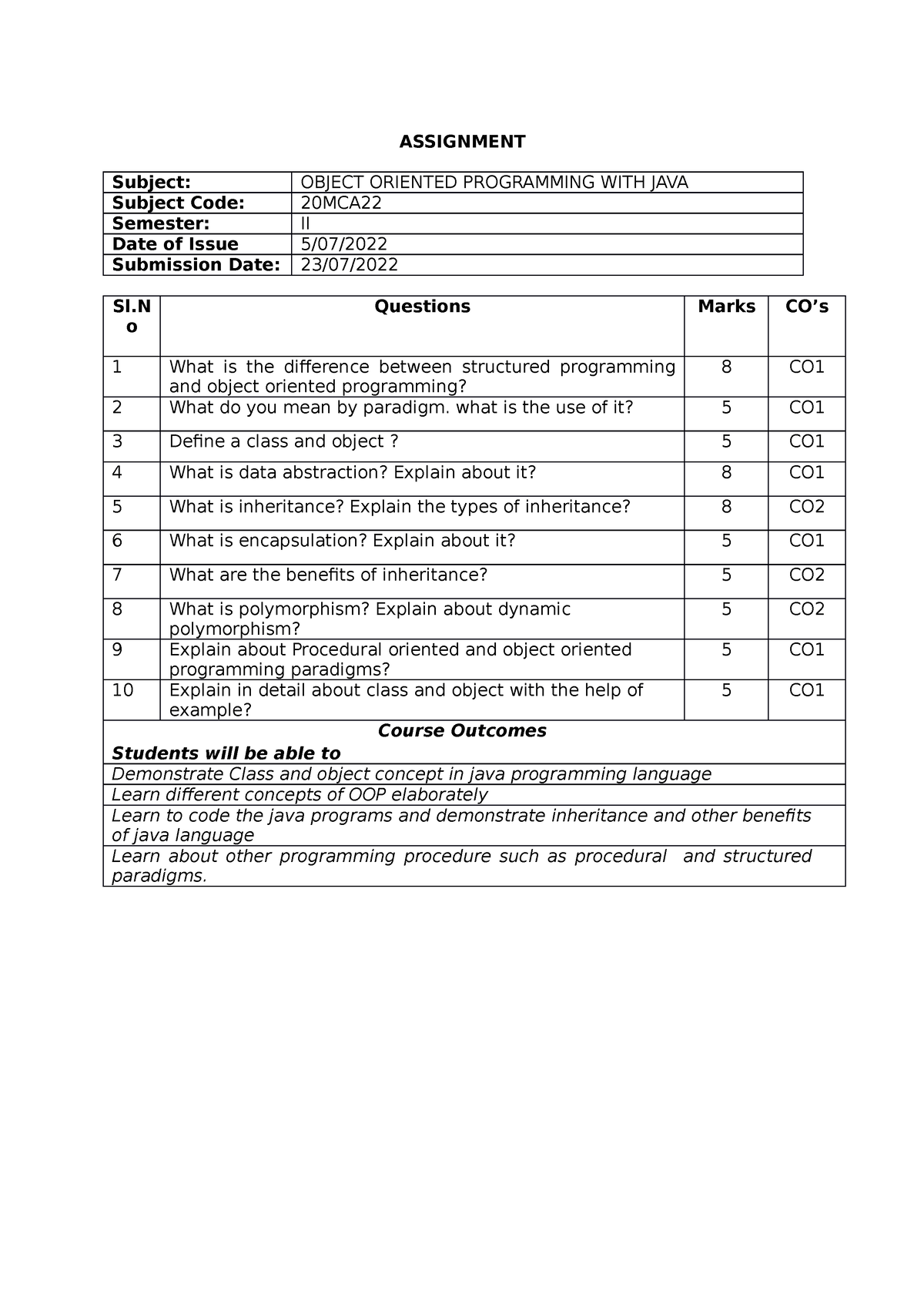 mca assignment